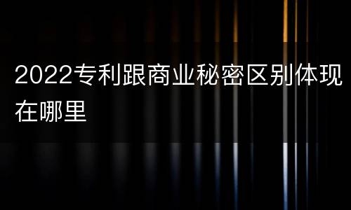 2022专利跟商业秘密区别体现在哪里