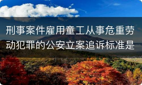 刑事案件雇用童工从事危重劳动犯罪的公安立案追诉标准是怎么样规定