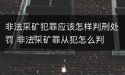 非法采矿犯罪应该怎样判刑处罚 非法采矿罪从犯怎么判