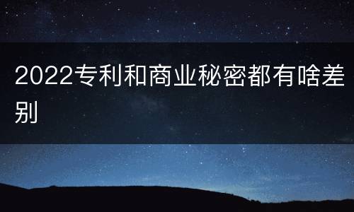 2022专利和商业秘密都有啥差别