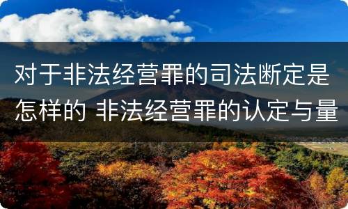 对于非法经营罪的司法断定是怎样的 非法经营罪的认定与量刑