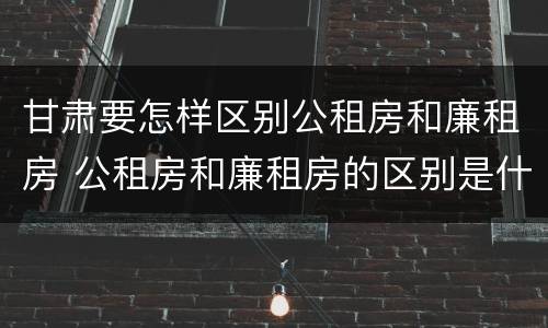 甘肃要怎样区别公租房和廉租房 公租房和廉租房的区别是什么