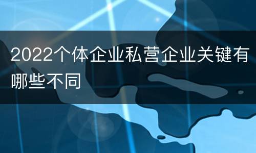2022个体企业私营企业关键有哪些不同