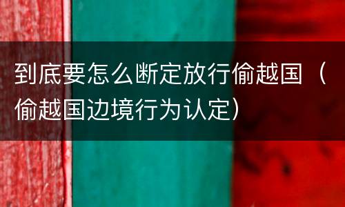 到底要怎么断定放行偷越国（偷越国边境行为认定）