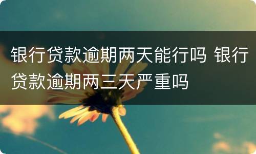银行贷款逾期两天能行吗 银行贷款逾期两三天严重吗
