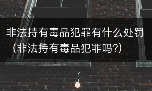 非法持有毒品犯罪有什么处罚（非法持有毒品犯罪吗?）