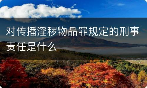 对传播淫秽物品罪规定的刑事责任是什么