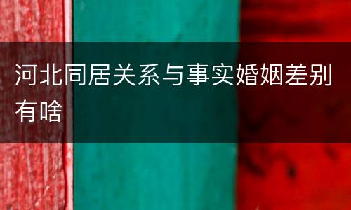 河北同居关系与事实婚姻差别有啥