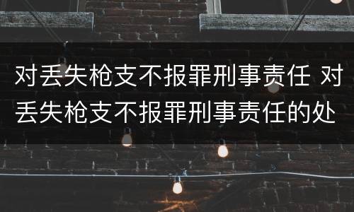 对丢失枪支不报罪刑事责任 对丢失枪支不报罪刑事责任的处罚