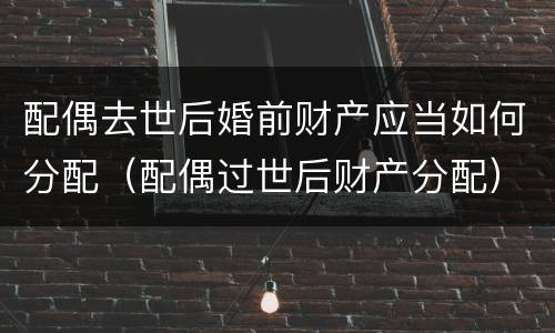 配偶去世后婚前财产应当如何分配（配偶过世后财产分配）