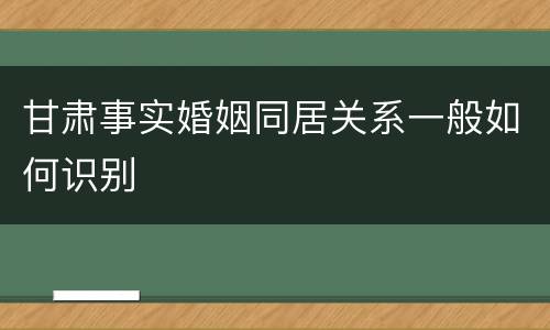 甘肃事实婚姻同居关系一般如何识别