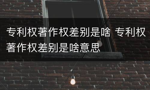专利权著作权差别是啥 专利权著作权差别是啥意思