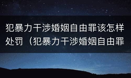 犯暴力干涉婚姻自由罪该怎样处罚（犯暴力干涉婚姻自由罪该怎样处罚呢）