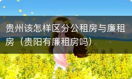 贵州该怎样区分公租房与廉租房（贵阳有廉租房吗）