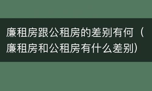 廉租房跟公租房的差别有何（廉租房和公租房有什么差别）