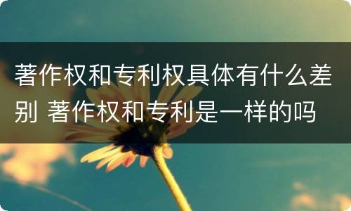 著作权和专利权具体有什么差别 著作权和专利是一样的吗