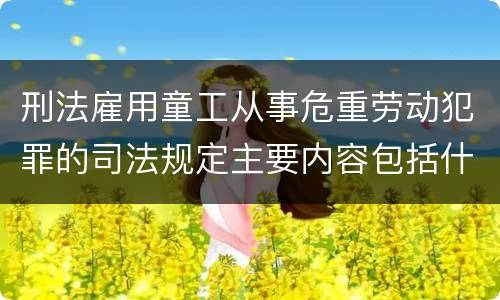 刑法雇用童工从事危重劳动犯罪的司法规定主要内容包括什么