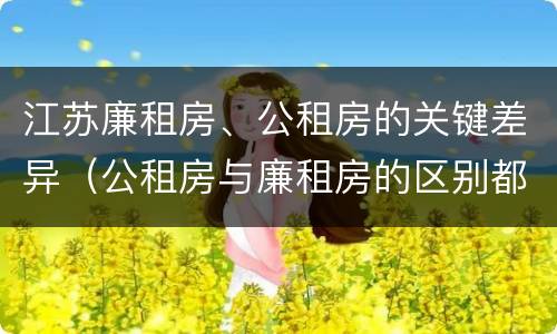 江苏廉租房、公租房的关键差异（公租房与廉租房的区别都在此,别再搞错了!）