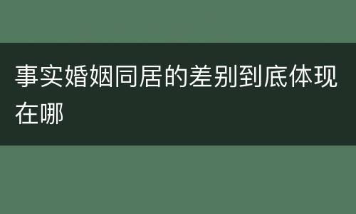 事实婚姻同居的差别到底体现在哪