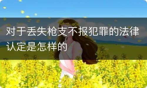 对于丢失枪支不报犯罪的法律认定是怎样的