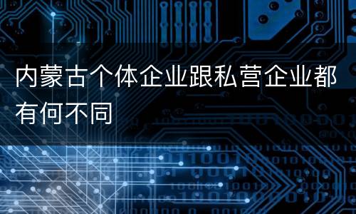 内蒙古个体企业跟私营企业都有何不同