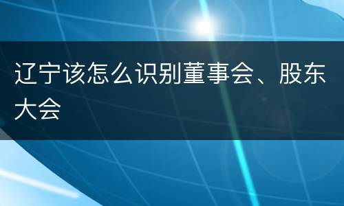 辽宁该怎么识别董事会、股东大会