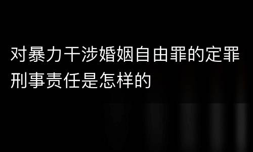 对暴力干涉婚姻自由罪的定罪刑事责任是怎样的