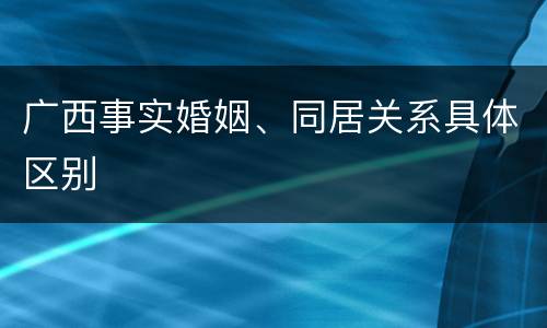 广西事实婚姻、同居关系具体区别