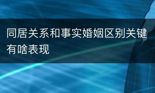 同居关系和事实婚姻区别关键有啥表现