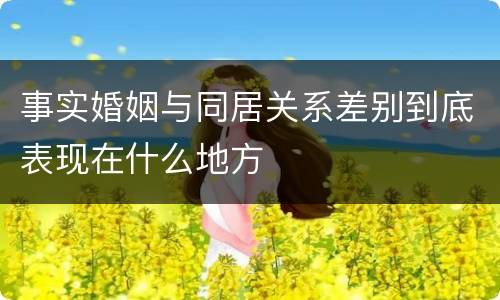 事实婚姻与同居关系差别到底表现在什么地方