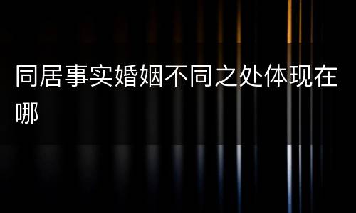 同居事实婚姻不同之处体现在哪