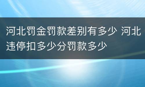 河北罚金罚款差别有多少 河北违停扣多少分罚款多少