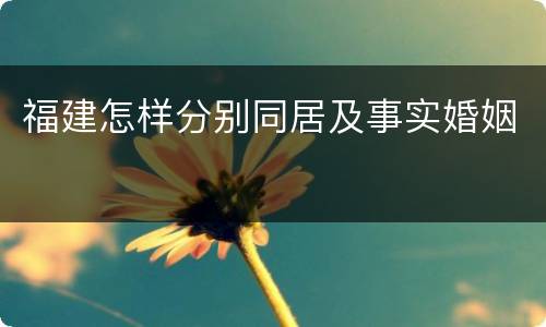 福建怎样分别同居及事实婚姻