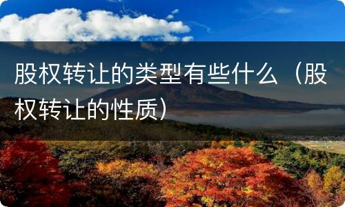 股权转让的类型有些什么（股权转让的性质）