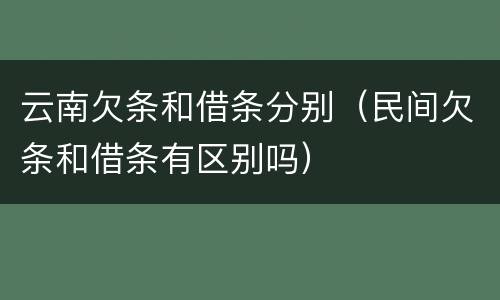 云南欠条和借条分别（民间欠条和借条有区别吗）