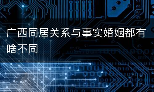 广西同居关系与事实婚姻都有啥不同
