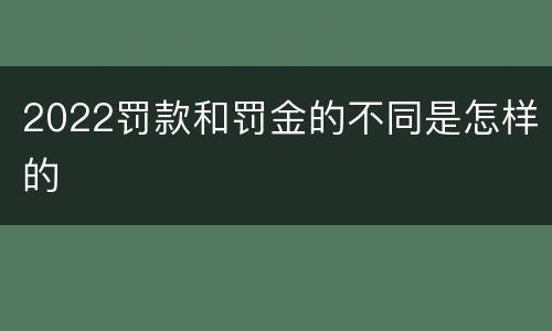 2022罚款和罚金的不同是怎样的