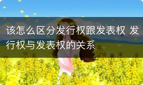 该怎么区分发行权跟发表权 发行权与发表权的关系