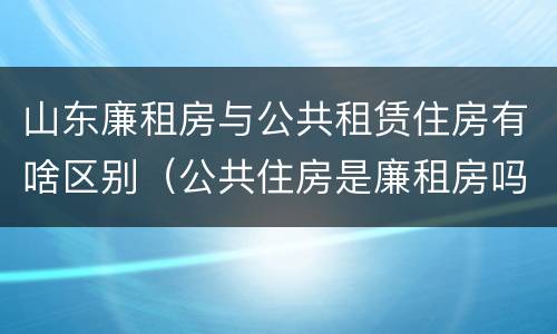 山东廉租房与公共租赁住房有啥区别（公共住房是廉租房吗）