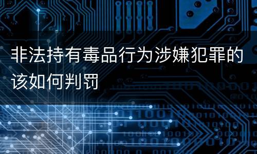 非法持有毒品行为涉嫌犯罪的该如何判罚