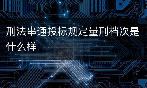 刑法串通投标规定量刑档次是什么样