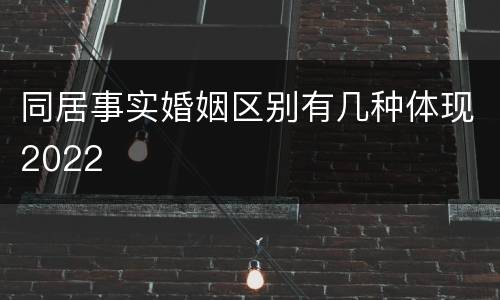 同居事实婚姻区别有几种体现2022