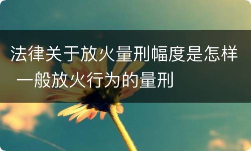 法律关于放火量刑幅度是怎样 一般放火行为的量刑