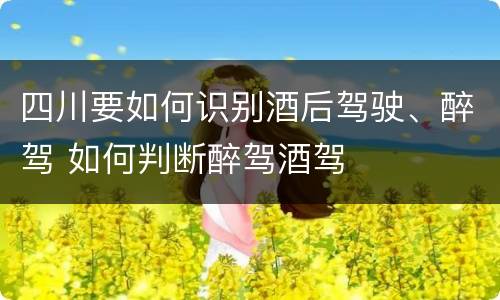 四川要如何识别酒后驾驶、醉驾 如何判断醉驾酒驾