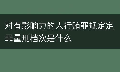 对有影响力的人行贿罪规定定罪量刑档次是什么