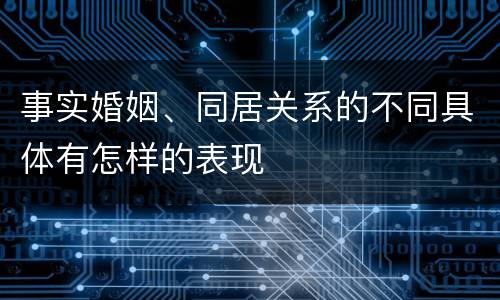 事实婚姻、同居关系的不同具体有怎样的表现