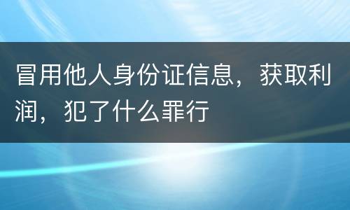 冒用他人身份证信息，获取利润，犯了什么罪行