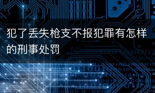 犯了丢失枪支不报犯罪有怎样的刑事处罚