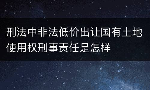 刑法中非法低价出让国有土地使用权刑事责任是怎样