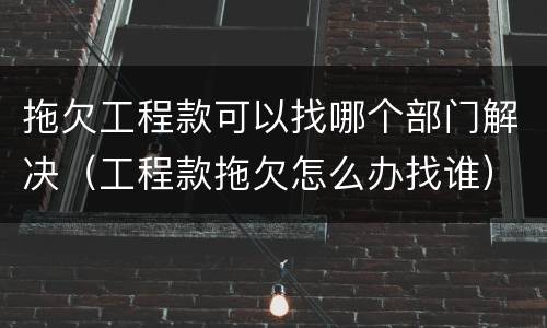 拖欠工程款可以找哪个部门解决（工程款拖欠怎么办找谁）